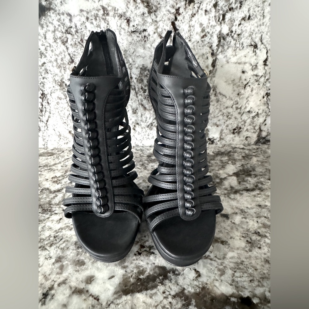 Alexander McQueen Francis Horn Stiletto Caged Heel Sandal size 37
